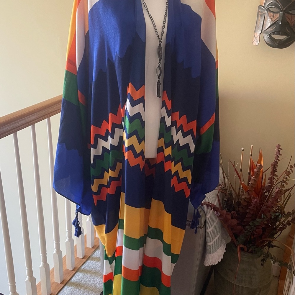 Colorful Zigzag Patterned Kimono EUC